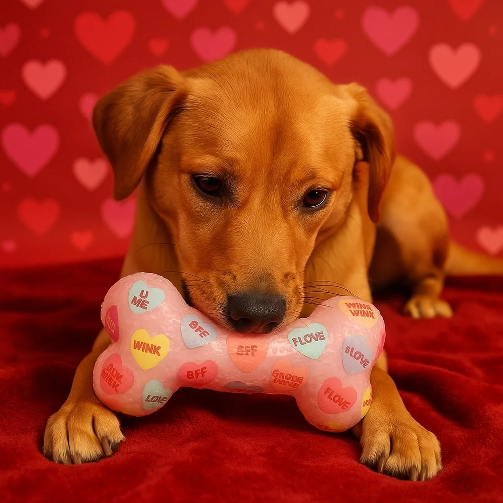 European Home Designs Squeaky Bone Dog Toy Rose Scented